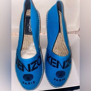 Kenzo Bright Blue Logo Canvas Espadrilles